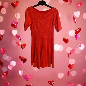 Gabby Skye Vibrant Red Textured Midi Dress